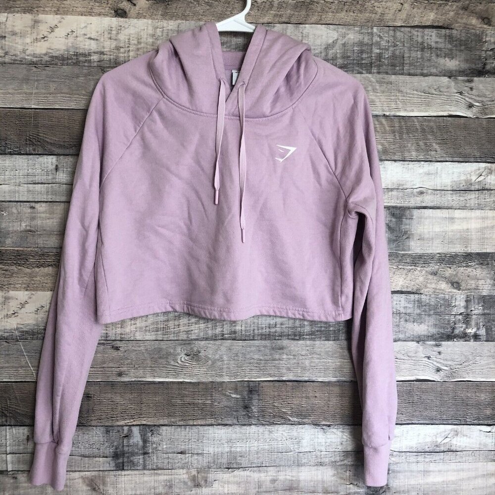 Gymshark Cropped Hoodie Womens XS Black Pullover Sweatshirt Athleisure Gym